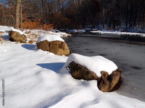 frozen lake in winter under clear sky