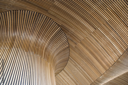 wooden ceiling of wales assembly government building in cardiff