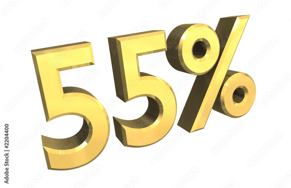 simbolo cinquantacinque per cento 55% in oro simbolo cinquantacinque per cento 55% in oro