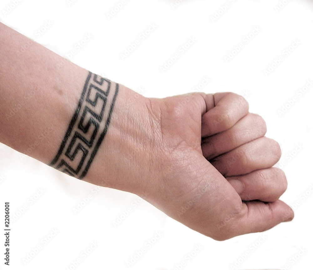 wrist tattoo body art of greek key symbol isolated Stock Photo | Adobe Stock