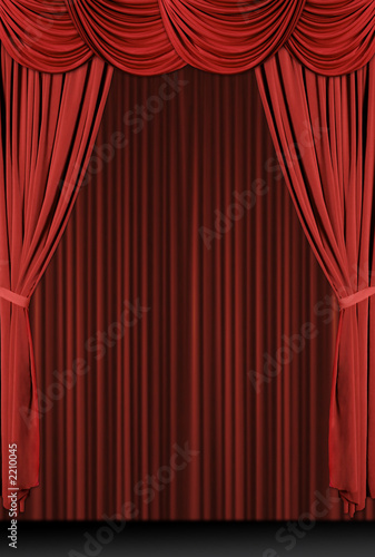 vertical red draped stage