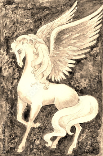 stock illustration of vintage white pegasus