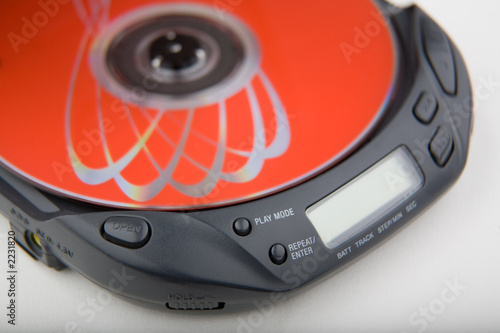 portable cd player with red disk photo
