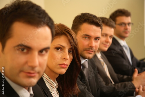 group of five business people portrait