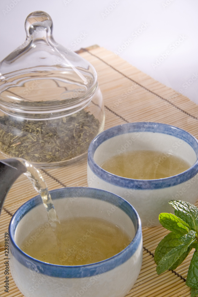 serving green tea serving green tea