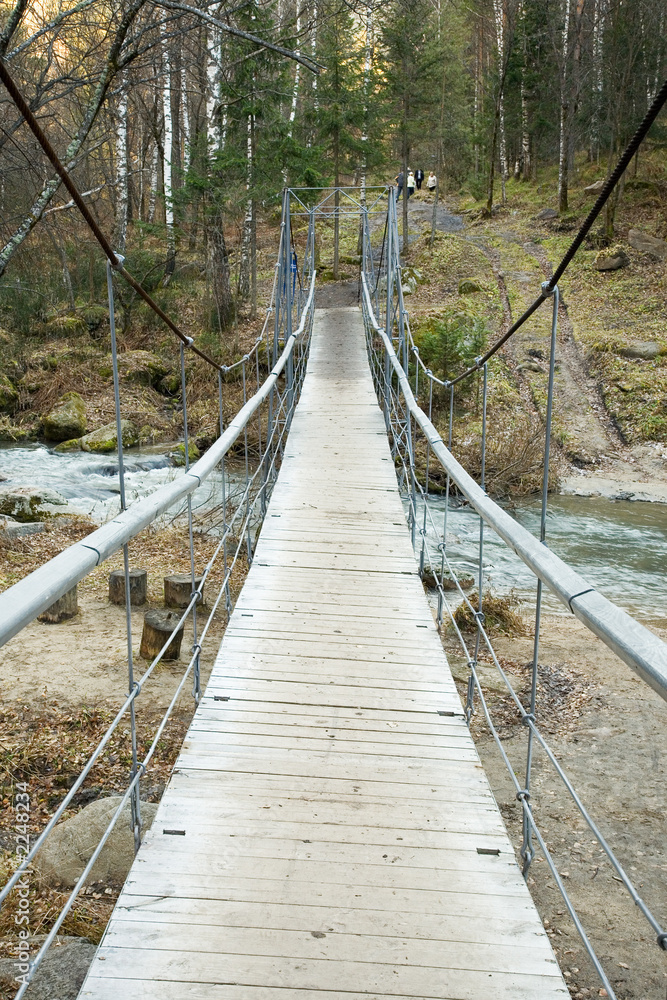 cable suspension bridge over belokurikha river.