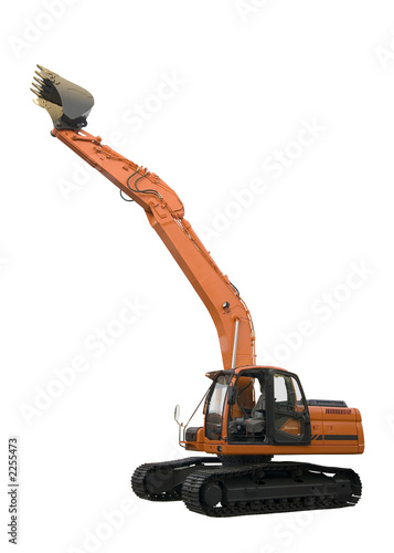 excavator isolated on white background with clipping paths