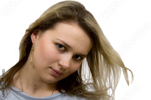 portrait of the sexual young woman on a white background