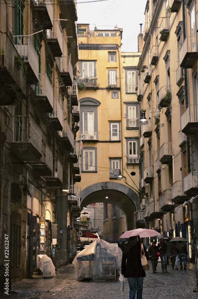 spaccanapoli street of naples under the rain