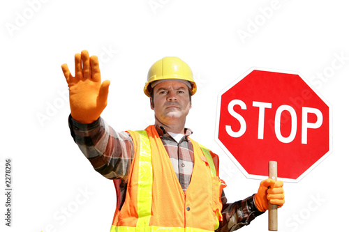 Obraz na płótnie construction stop isolated