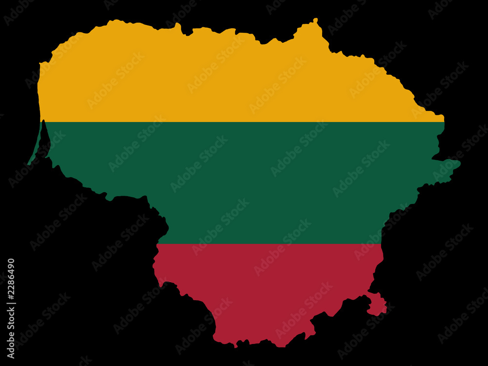 map of lithuania and lithuanian flag illustration map of lithuania and lithuanian flag illustration