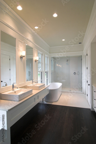 expensive bathroom in white and glass