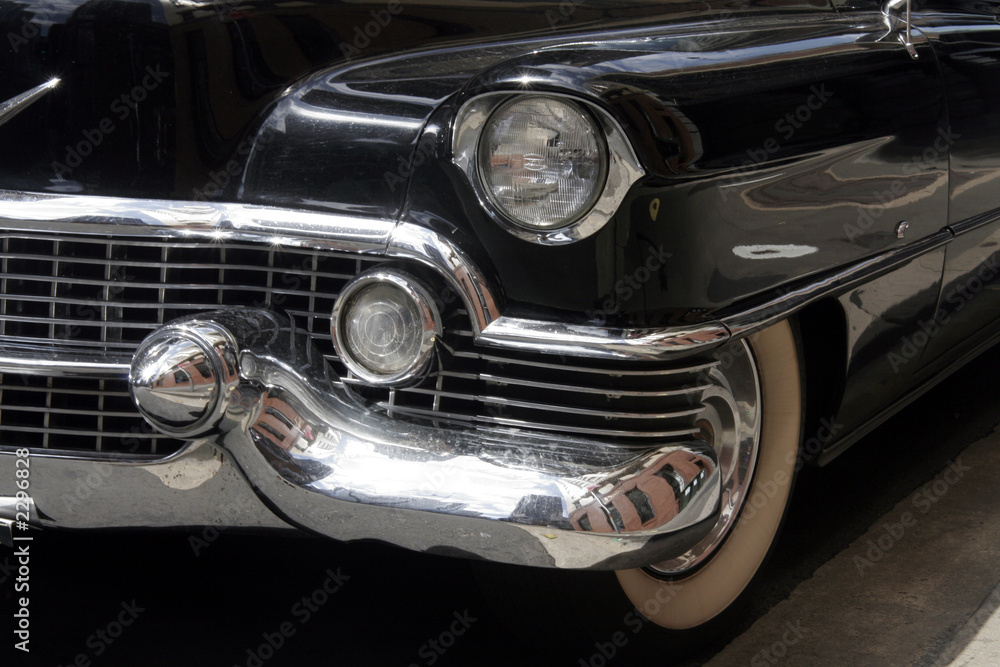 front lights - black vintage car