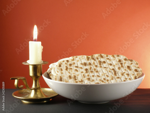 candle and matzoh photo