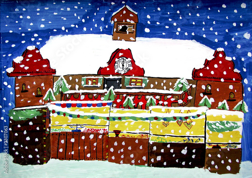 kinder gemälde weihnachts markt