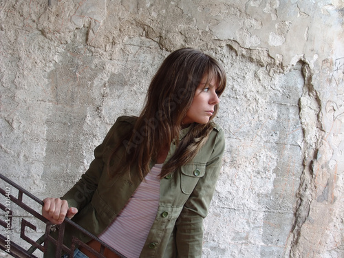 girl and vintage wall
