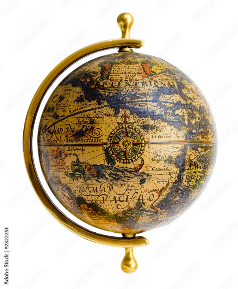 old style globe isolated on white background