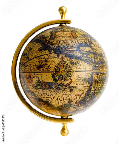 Obraz na płótnie old style globe isolated on white background w salonie