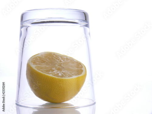 lemon under glass