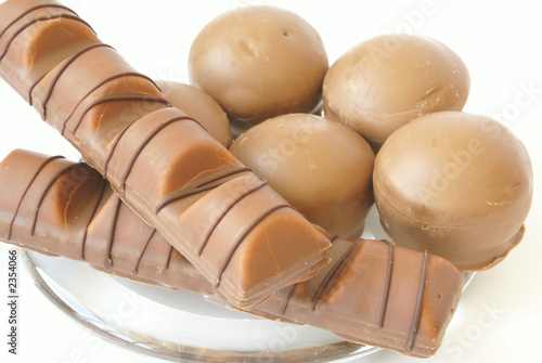chocolate candies isolated on white