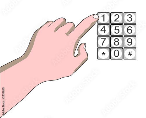 hand punching at number key pad photo