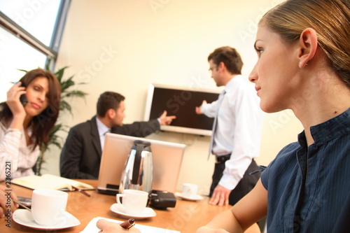 women in business. group of people during work in