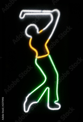 neon of golfer