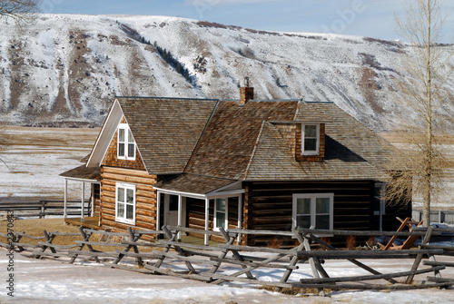log house on prairie