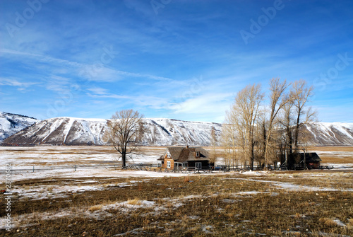 log house on a prairie