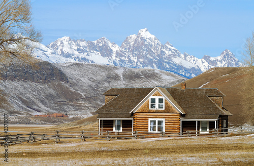 log house on prairie