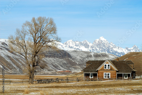 log house on prairie