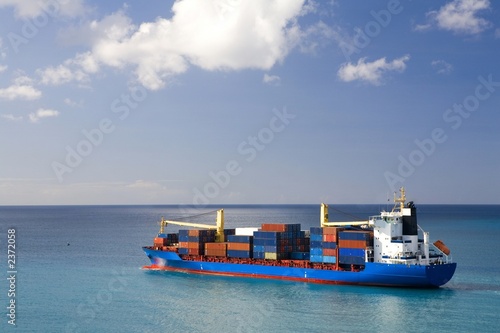 container ship at open sea