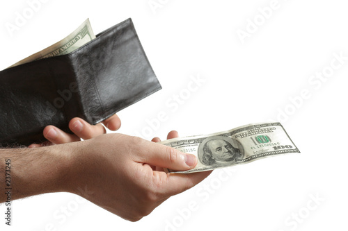 person handing a 100$ bill