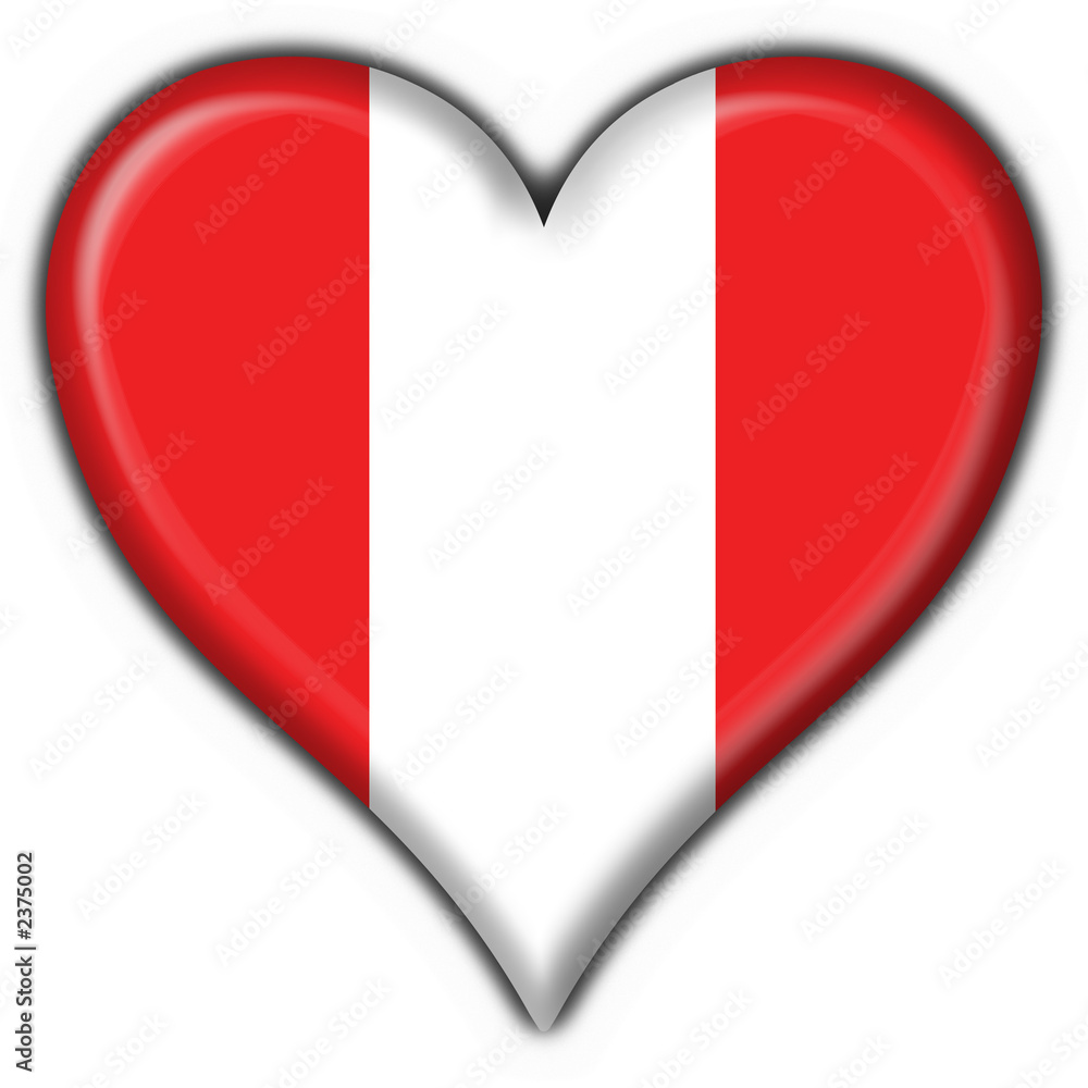 bottone cuore peru - perù button heart flag