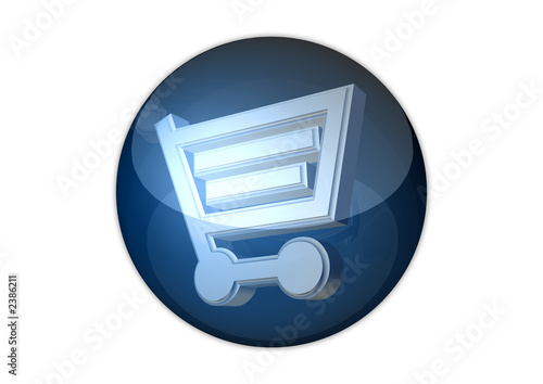 shopping cart 3d icon aqua button
