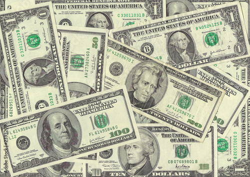 ddollar bills on a white background.