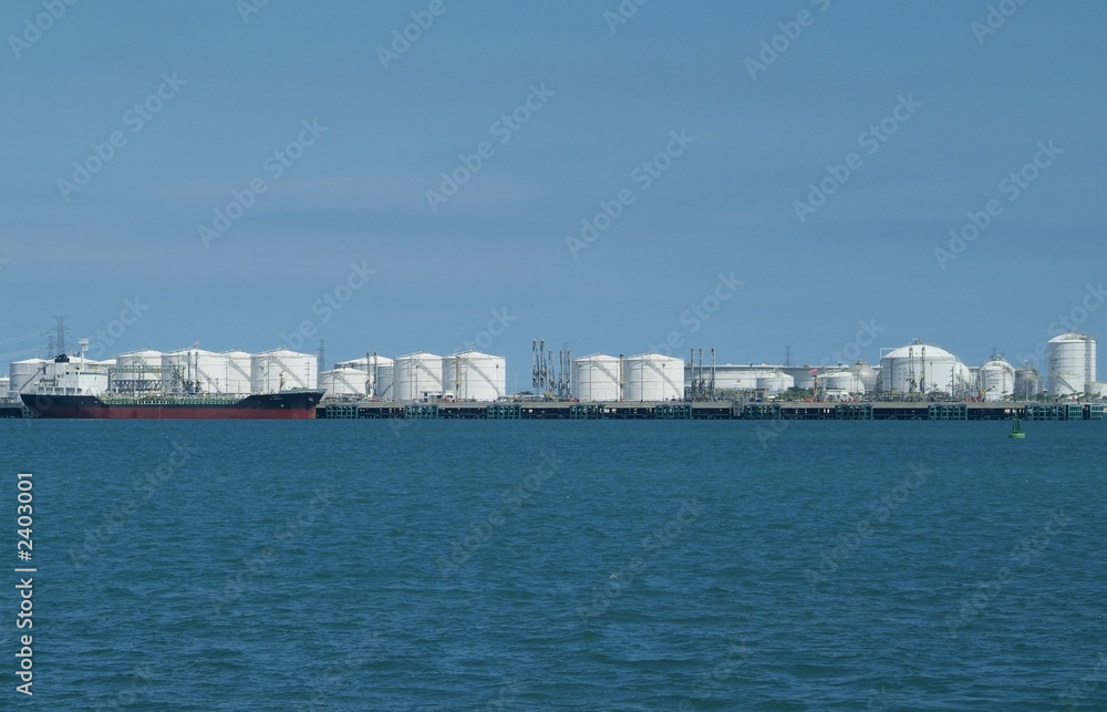 harbour with storage tanks