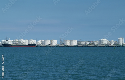 harbour with storage tanks