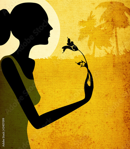 grunge design, woman with f...