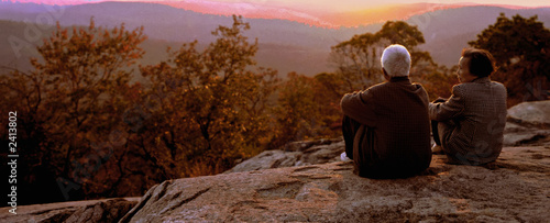 old oriental couple at sunset