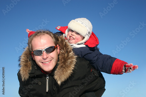 winter fly child with father