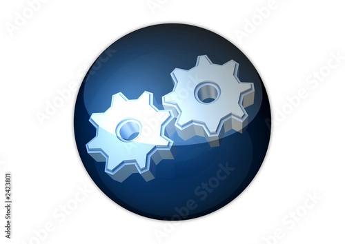 zahnräder icon 3d aqua button