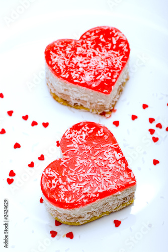 two jelly heart-shaped cakes