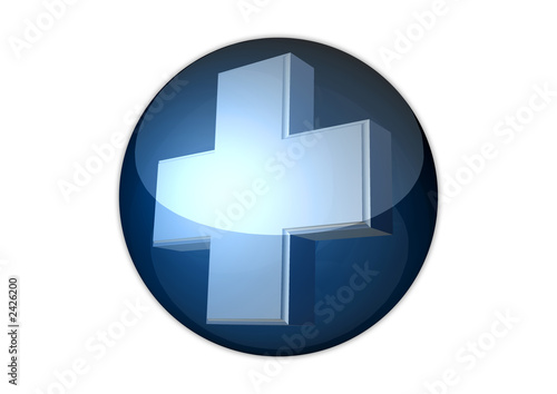 plus icon 3d aqua button