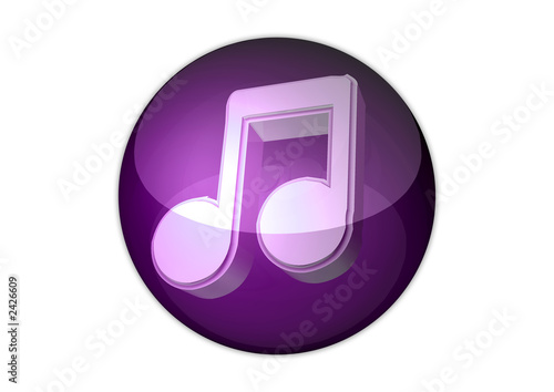 music note icon 3d aqua button