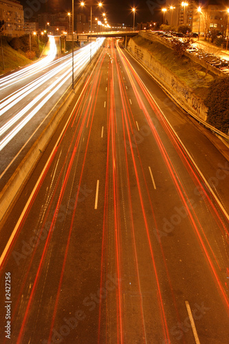 light streaks on a city highway