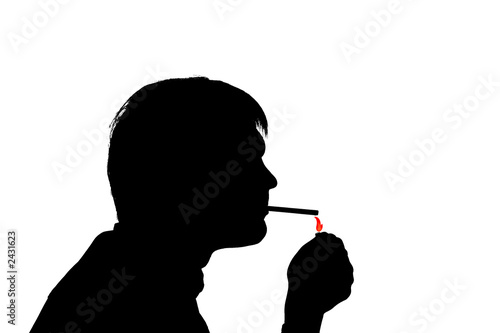 black silhouette man smoking