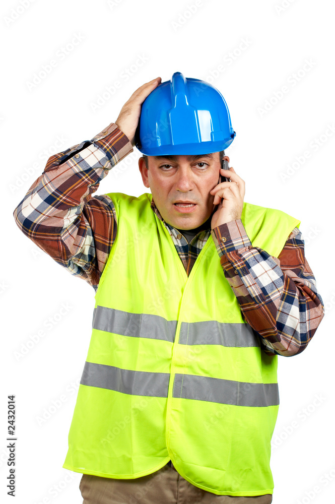 construction worker with surprised expression construction worker with surprised expression
