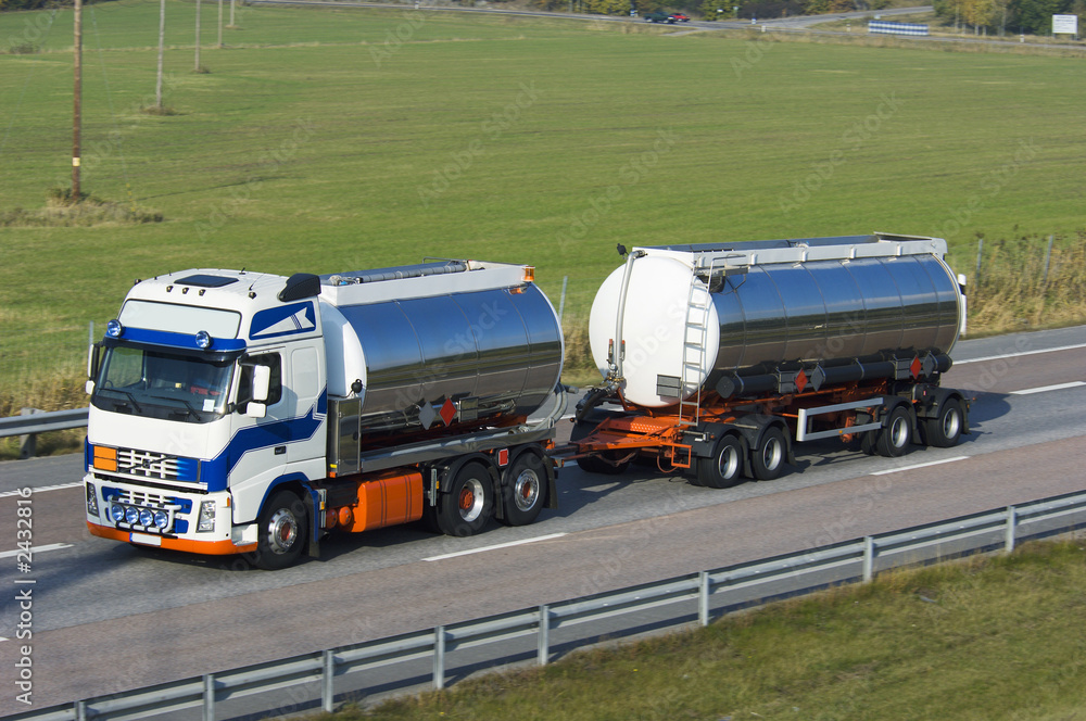 fuel-truck driving on highway fuel-truck driving on highway
