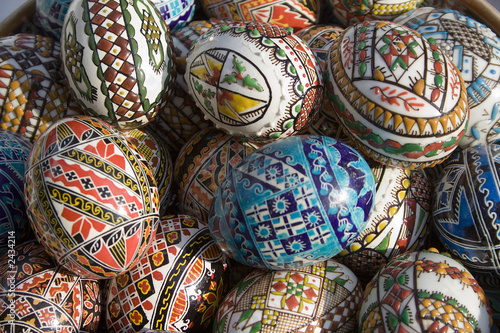 easter eggs with floral and geometrical design